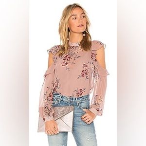 ASTR The Label Womens Sheer Peasant Blouse, Purple Mauve | Medium